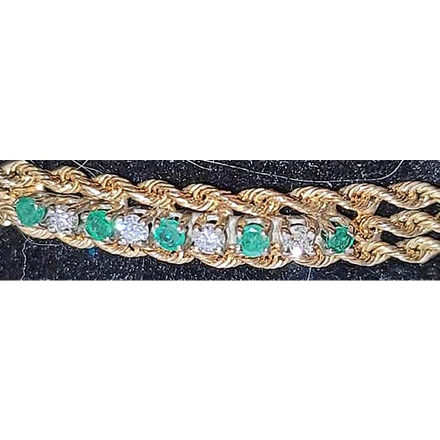 1970s 14k Gold Diamond and Emerald Bracelet For Sale In West Palm - Image 6 of 9