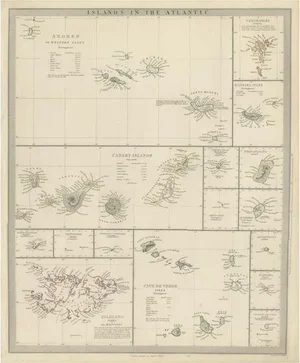 Antique Map of the Islands in the Atlantic Oceane, 1852