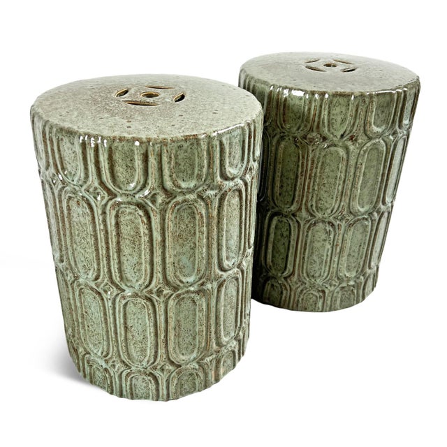 Ceramic Deco Mint Ceramic Garden Stool For Sale - Image 7 of 7