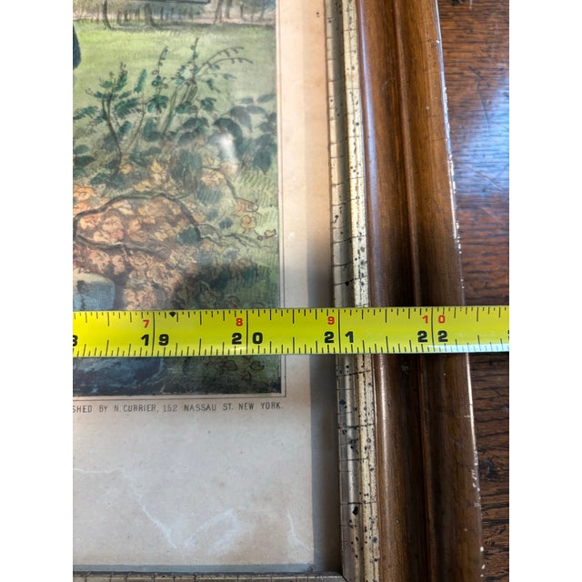 Printmaking Materials Original 1852 N. Currier "Quail Shooting" Hand-Colored Lithograph by Fanny Palmer - Nice Margins- Framed For Sale - Image 7 of 12