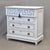 An absolutely stunning antique hand painted pine dresser with distressed antique white paint and blue French line motif....