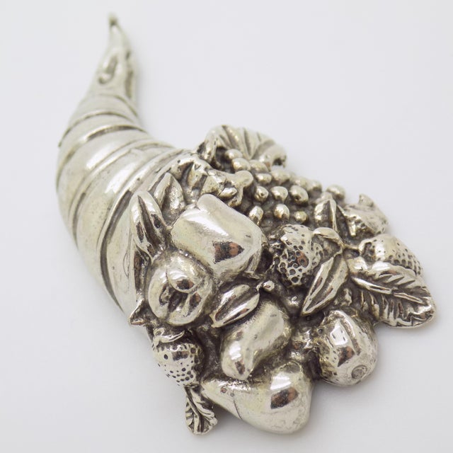 Italian Vintage Italian Handmade Genuine Silver Cornucopia Figurine, Symbol of Abundance and Lucky Charm For Sale - Image 3 of 9