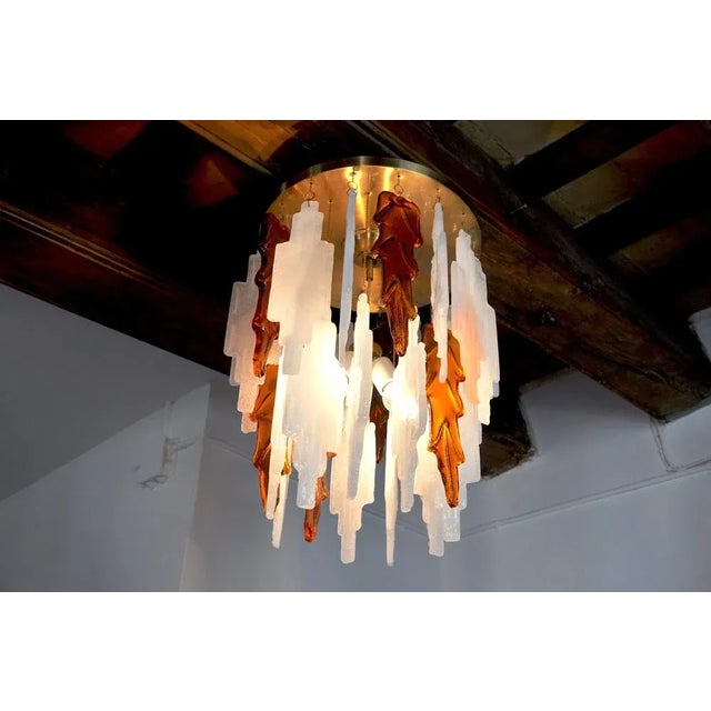 Glass Bicolore Murano Glass Ceiling Lamp by Albano Poli for Poliarte, Italy, 1970s For Sale - Image 7 of 8