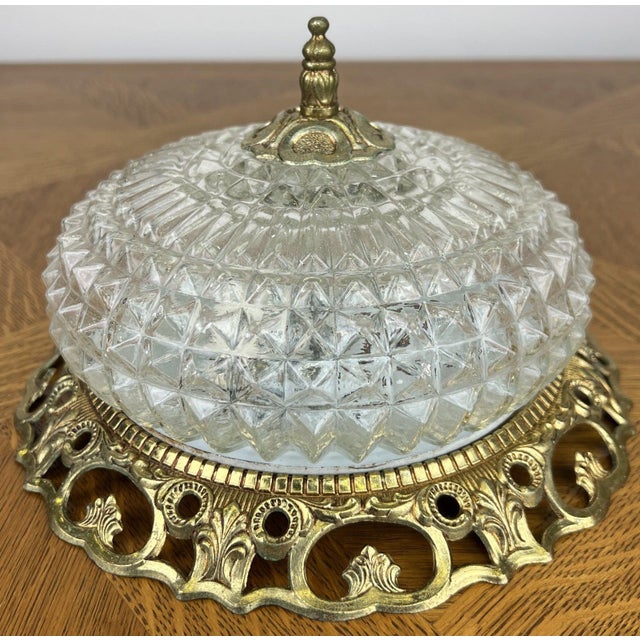 Vintage French Ceiling Lamp in Cut Glass For Sale - Image 13 of 13