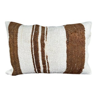Turkish Hemp Pillow Cushion Natural Beige Brown Pillow Cushion Cover 16" x 24" For Sale