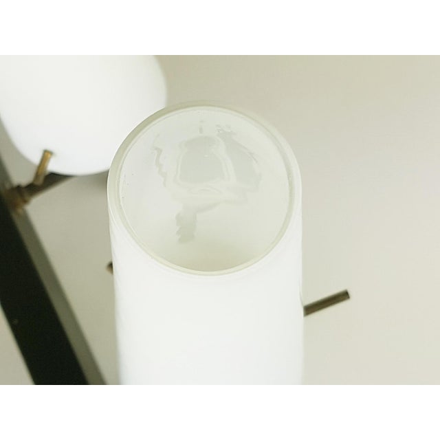 Black Metal, Brass & Opaline Glass 4-Light Wall Lamps, 1950s, Set of 5 For Sale - Image 14 of 15