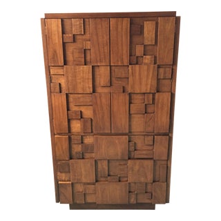 1976 Lane Brutalist Walnut Wardrobe For Sale