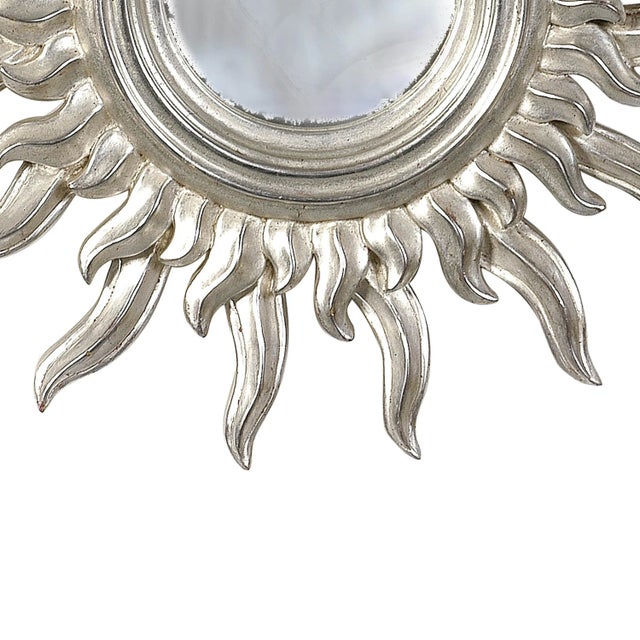 Mid-Century Sun Silver Wood French Mirror, 1960s For Sale - Image 3 of 5