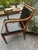 Mid-Century Hollywood Regency Faux Bamboo & Tufted Black Leather Armchair For Sale - Image 9 of 11