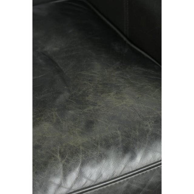 English Style Black Cowhide Wing Armchair For Sale - Image 11 of 15