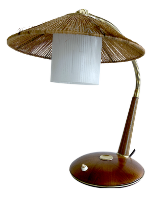 Vintage Desk Lamp in Sisal and Wood from Temde, 1960s