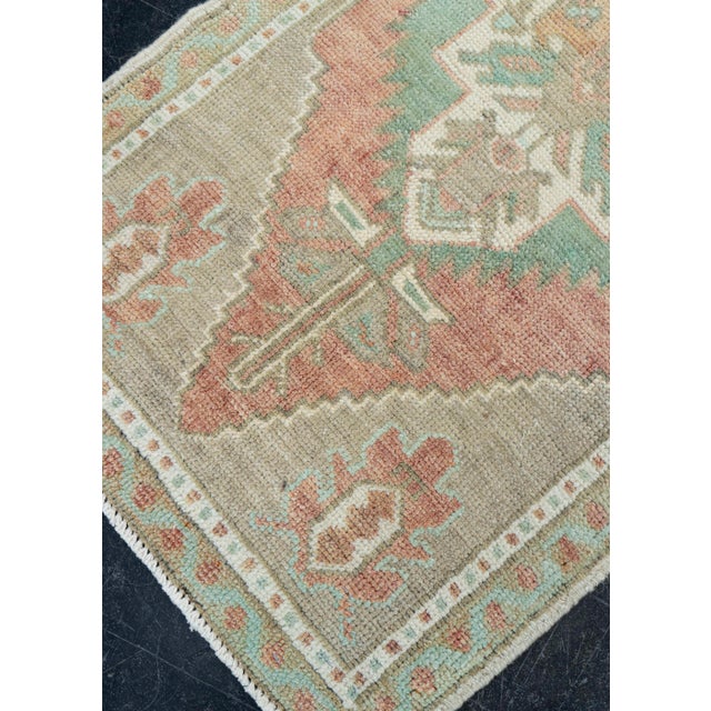 Turkish Mini Rug Oriental Hand Knotted Vintage Rug 1'8" x 3'4" #16779 For Sale - Image 4 of 8