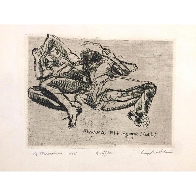 Image dimensions: 17.4 x 23.5 cm. Le marocchine (maurina e sua sorella) is an original artwork realized by luigi bartolini...