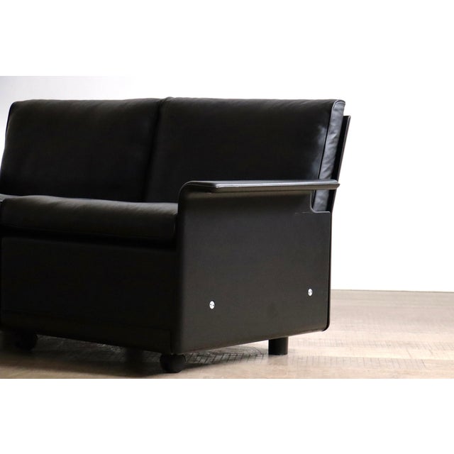 Two Seater Model 620 Sofa in Black Leather by Dieter Rams for Vitsoe, 1980s For Sale - Image 9 of 12