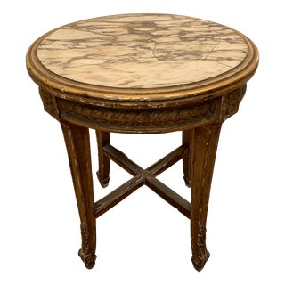 Louis XV Style Pedestal Table in Wood and Gilded Stucco For Sale