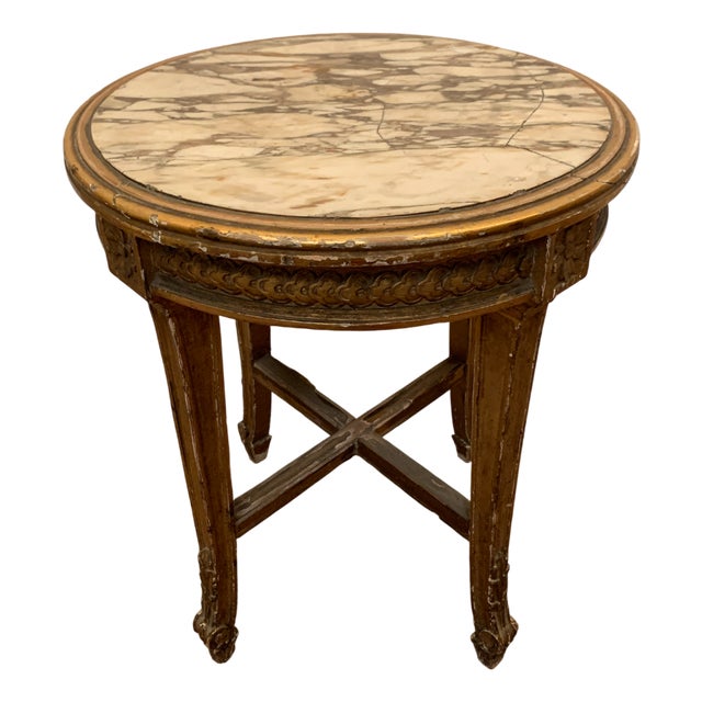 Louis XV Style Pedestal Table in Wood and Gilded Stucco For Sale