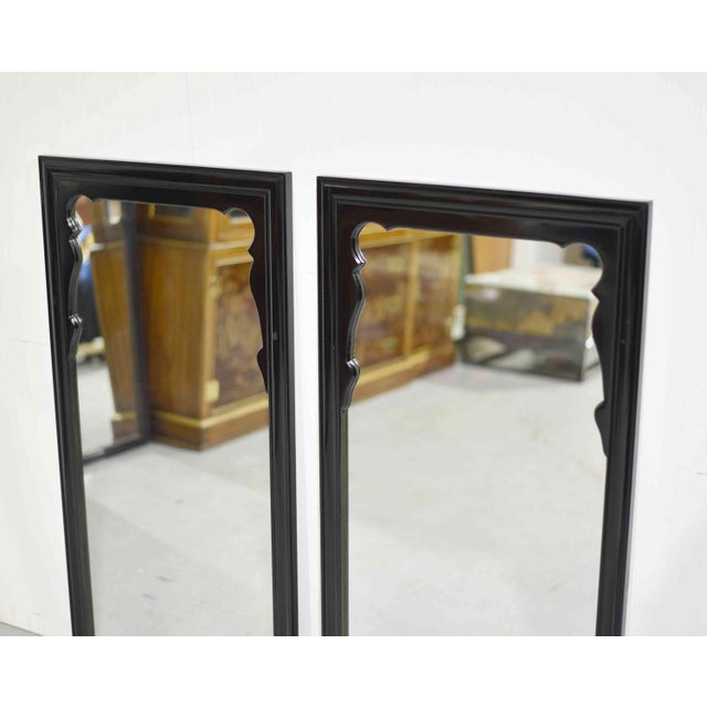 Century Furniture Mid Century Chinoiserie Black Lacquer Mirrors by Raymond Sobota for Century Furniture Chinoiserie Collection - A Pair For Sale - Image 4 of 8