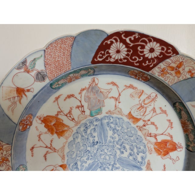 Japanese A Large Antique Imari Porcelain "Seven Sages" Plate (12 Inch) For Sale - Image 3 of 8