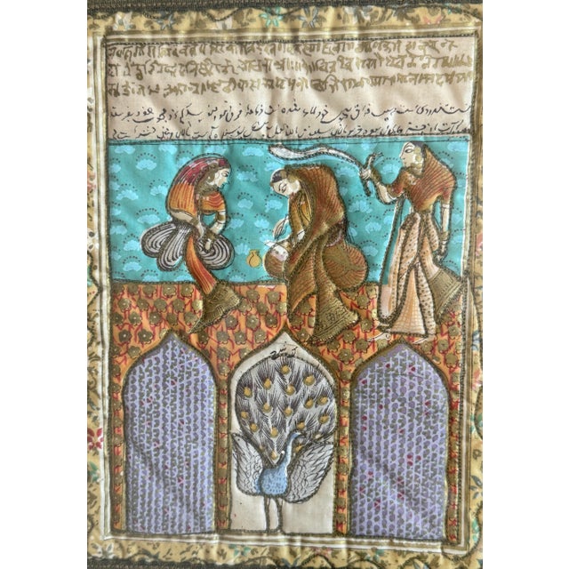 Pair Persian Mughal Textiles Framed in Bamboo For Sale - Image 4 of 9