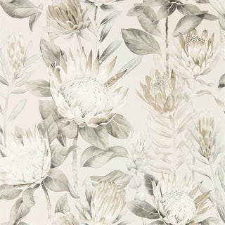 Sanderson King Protea Wallpaper in Linen/Mica - a Sample For Sale