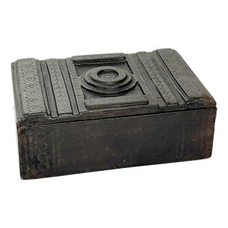 Black Embossed Leather Box, France, 1950s For Sale
