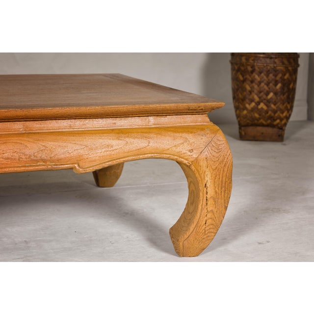 Natural Wood Chow Leg Coffee Table with Carved Apron, Vintage For Sale - Image 12 of 12