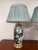Pair of Vintage Mid Century Modern Japanese Kutani Chinoiserie Hand Painted Table Lamps With Peacock, Flowers and Gold....