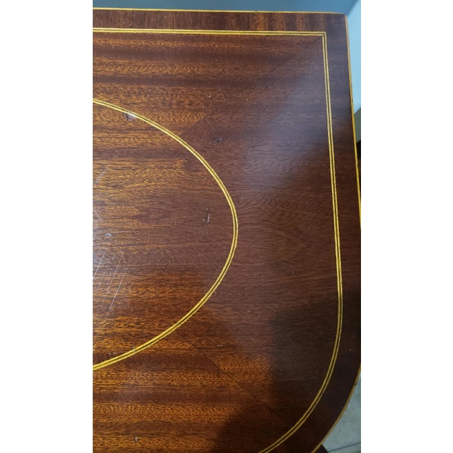 1960s Georgian Furnishing Mahogany and Satinwood Inlaid Console Game Table For Sale - Image 12 of 13