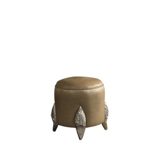 Camel Coloured Aged Wood Pouf from CA Spanish Handicraft For Sale