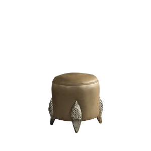 Camel Coloured Aged Wood Pouf from CA Spanish Handicraft