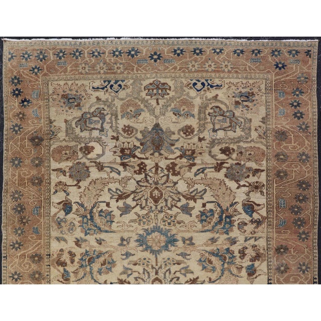 Early 20th Century Antique Persian Bakhtiari Rug With Ivory Field and Figural Garden Design For Sale - Image 5 of 15
