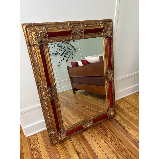 Rococo 19th Century Style Gilt & Red Lacquered Large Wall Mirror For Sale - Image 3 of 6