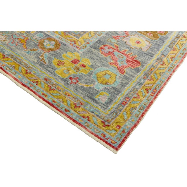 Red Oversized 12x25 Modern Turkish Oushak Rug in Red Hand-Knotted Wool For Sale - Image 8 of 13