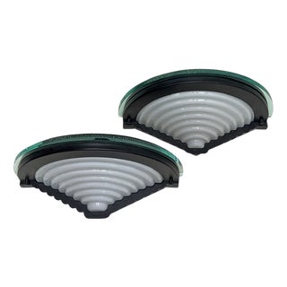 Postmodern Cister Wall Lamps in Stepped Glass from Ikea, 1980s, Set of 2 For Sale