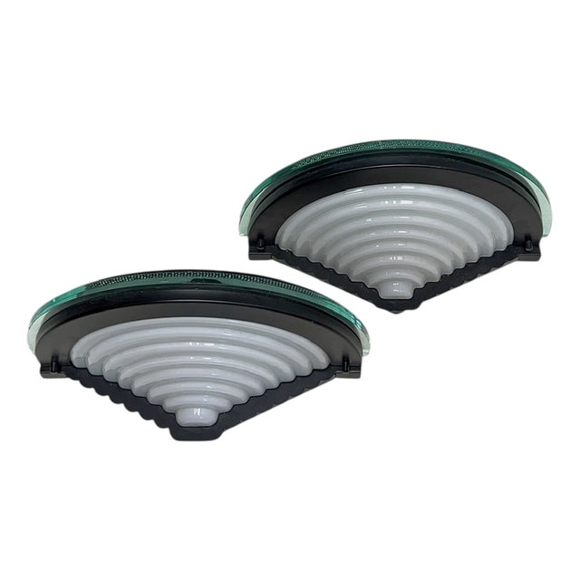 Postmodern Cister Wall Lamps in Stepped Glass from Ikea, 1980s, Set of 2 For Sale