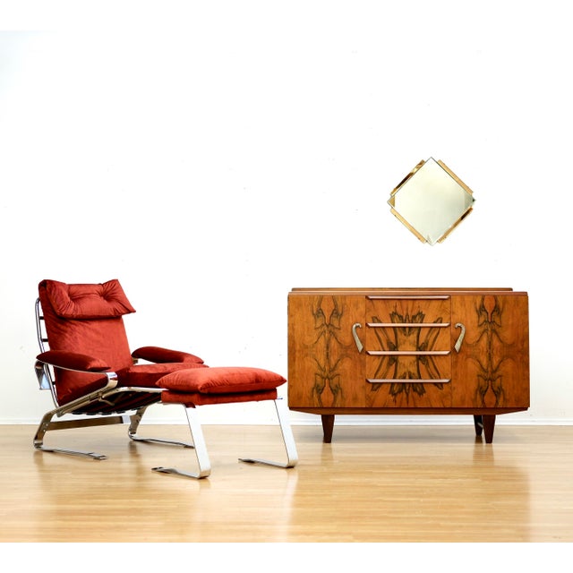 1970s 1970s Chrome & Velvet Lounge Chair Attributed to Reinhold Adolf and Hans-Jurgen for Schrapfer For Sale - Image 5 of 12