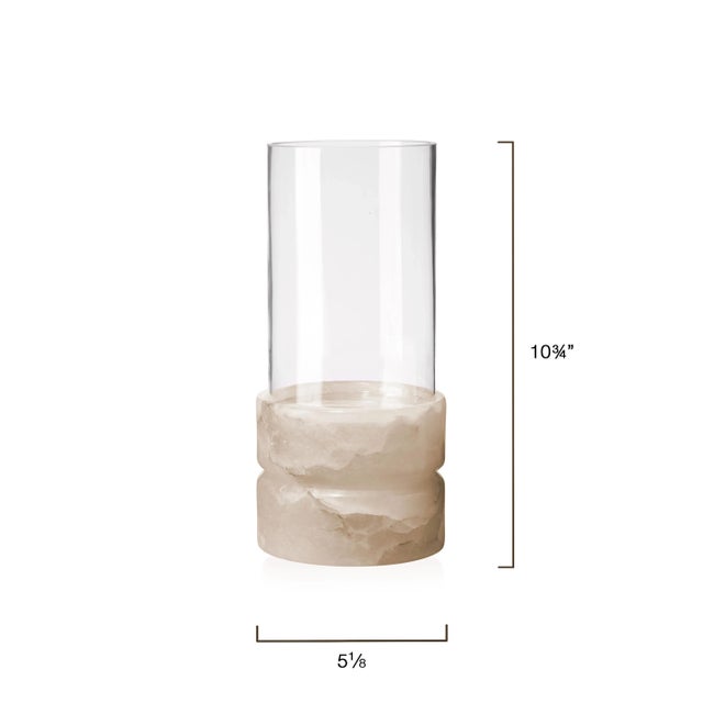 Coastal Charlotte Stacked Hurricane with Alabaster Base, Tall For Sale - Image 3 of 12