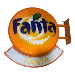 Fanta Orange Soda Illuminated Acrylic 2 Sided Lightbox Sign 1990s