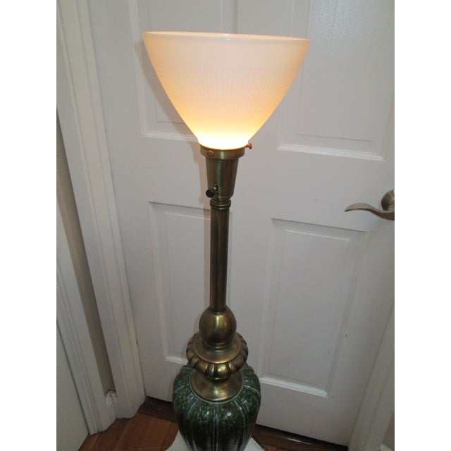 Emerald Rembrandt Emerald Green Tall Lamp With Glass Shade For Sale - Image 8 of 11