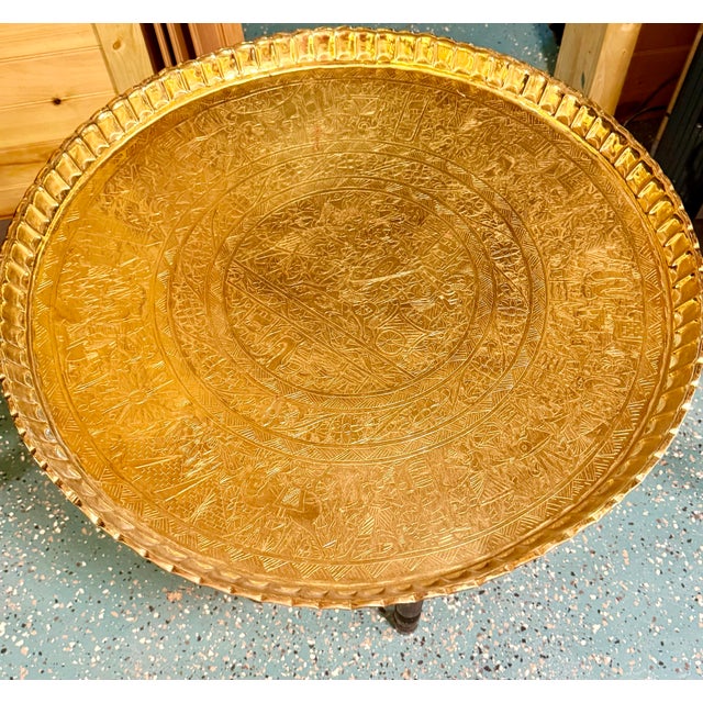 Early 20th Century Moorish-Style Brass Tray Table For Sale - Image 9 of 12