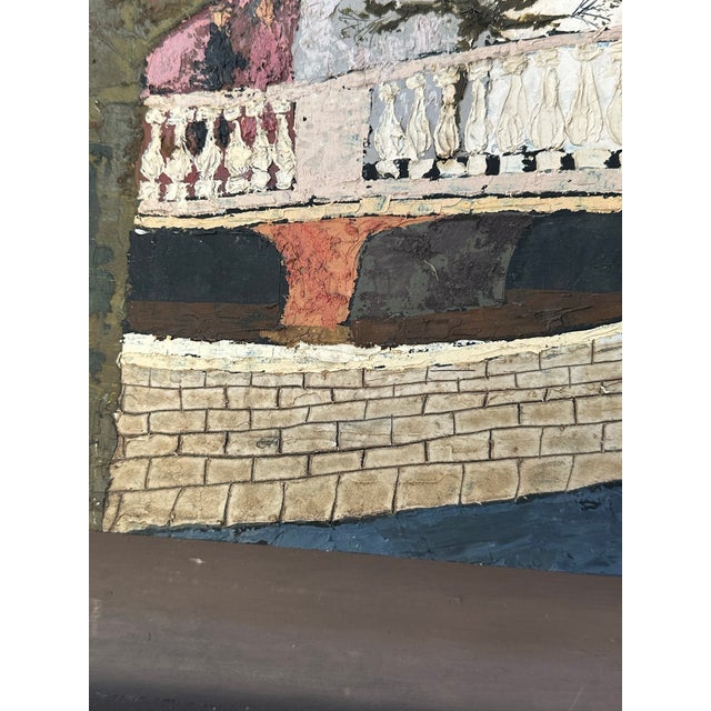 Figurative Mid-Century Modern Norbert Smith Impasto Architectural Landscape Cityscape Painting. For Sale - Image 3 of 12