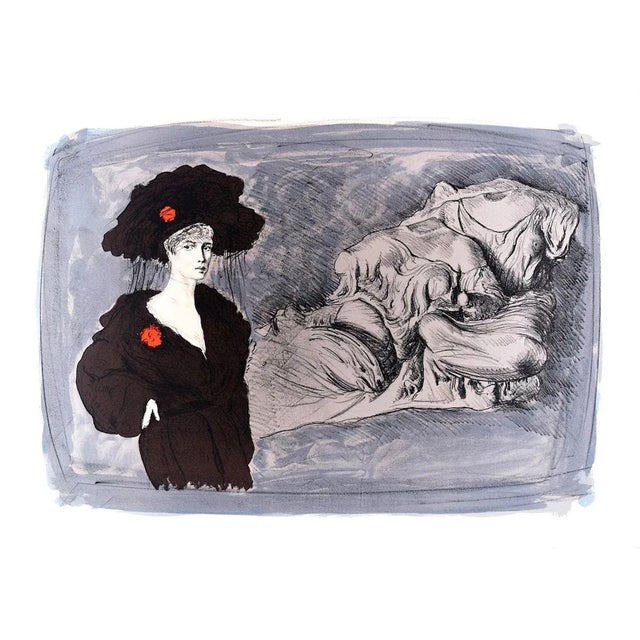 Image dimensions: 42.5x60 cm. Lady is an original colored lithograph on paper realized in 1988 by the Italian artist Mario...