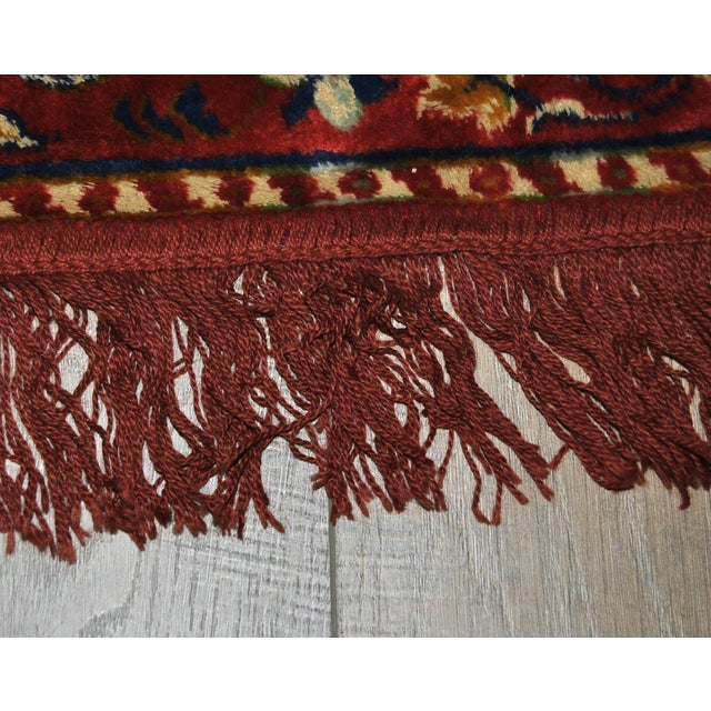 Ruby Red Vintage Oriental Silk Tapestry or Table Cover Central Medallion Style Sarouk For Sale - Image 8 of 12