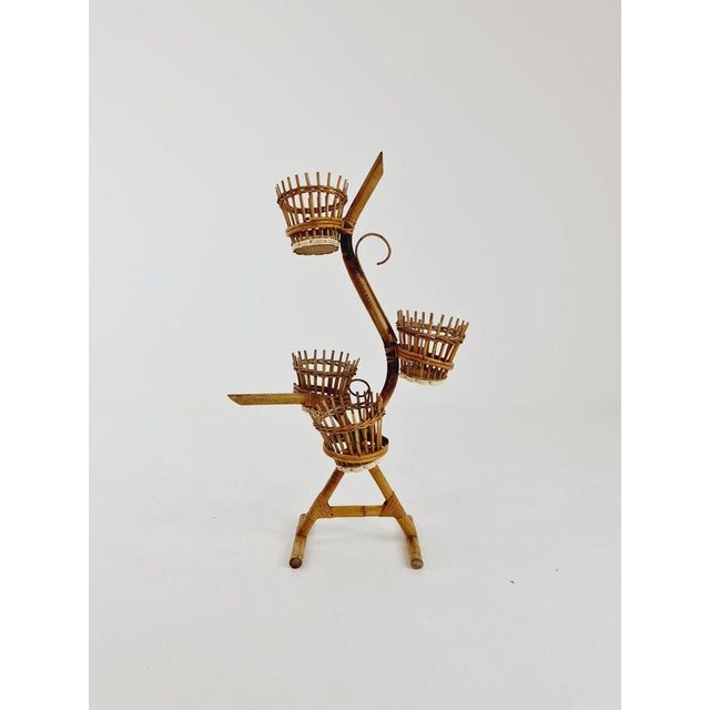 1950s German Plant Stand, bamboo Vintage Mid-Century Minimalist Indoor Plant Stand Side Table Retro flower table Colors:...