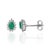 Vintage Style Pear Cut Emerald Diamond Halo Studs in Sterling Silver, a Pair For Sale - Image 6 of 13