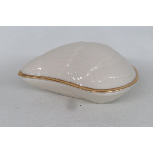 Lenox China Seashell Trinket Dish Lidded Porcelain Box With 24k Gold Trim 4917b For Sale - Image 13 of 16