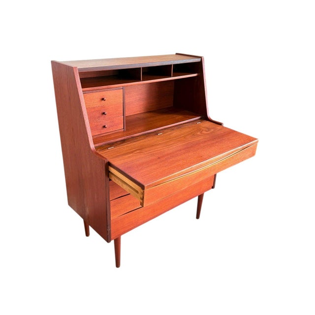Mid-Century Modern Danish Teak Vanity Secretary Desk | Arne Vodder Style Mid-Century For Sale - Image 3 of 9