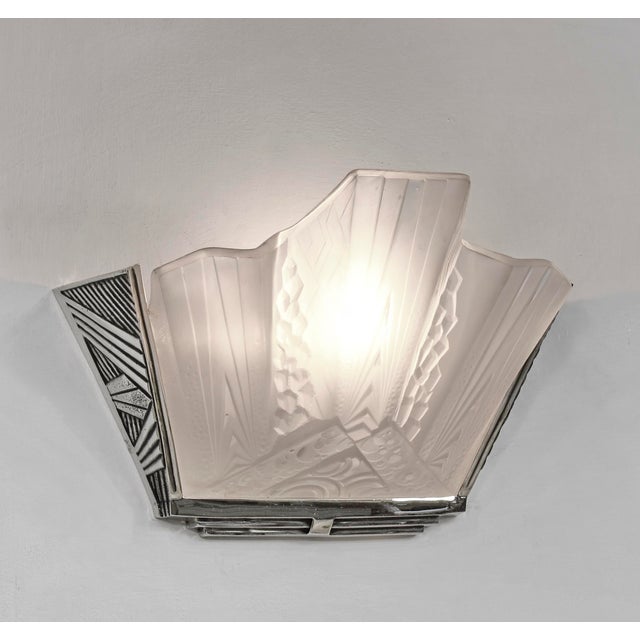 Pair of 1930s Muller Freres & Hettier Vincent French Art Deco Wall Sconces - 3 Pairs Available For Sale - Image 6 of 12