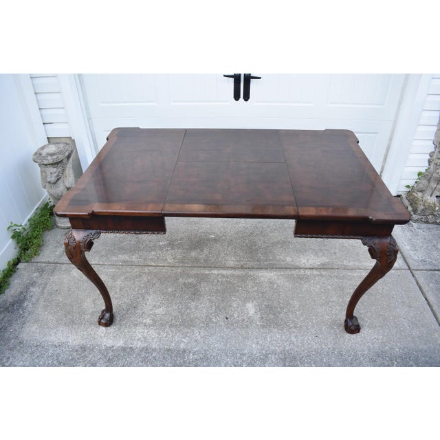 Henredon Mahogany Burl Wood Table Chippendale Butterfly Leaf Ball Claw Feet For Sale In Philadelphia - Image 6 of 17