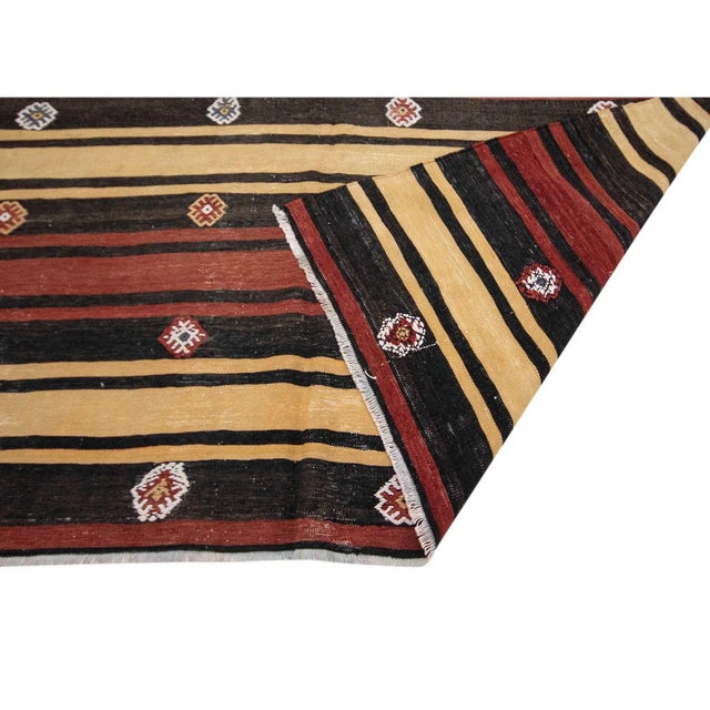 Mid 20th Century Red & Yellow & Black Vintage Kilim Rug For Sale - Image 5 of 7